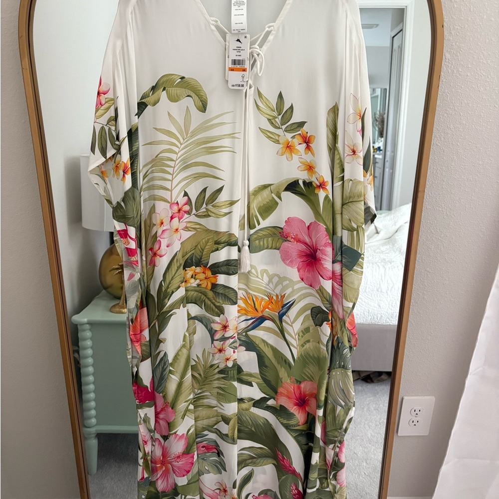 Tommy Bahama White Lace-Up Paradise Caftan